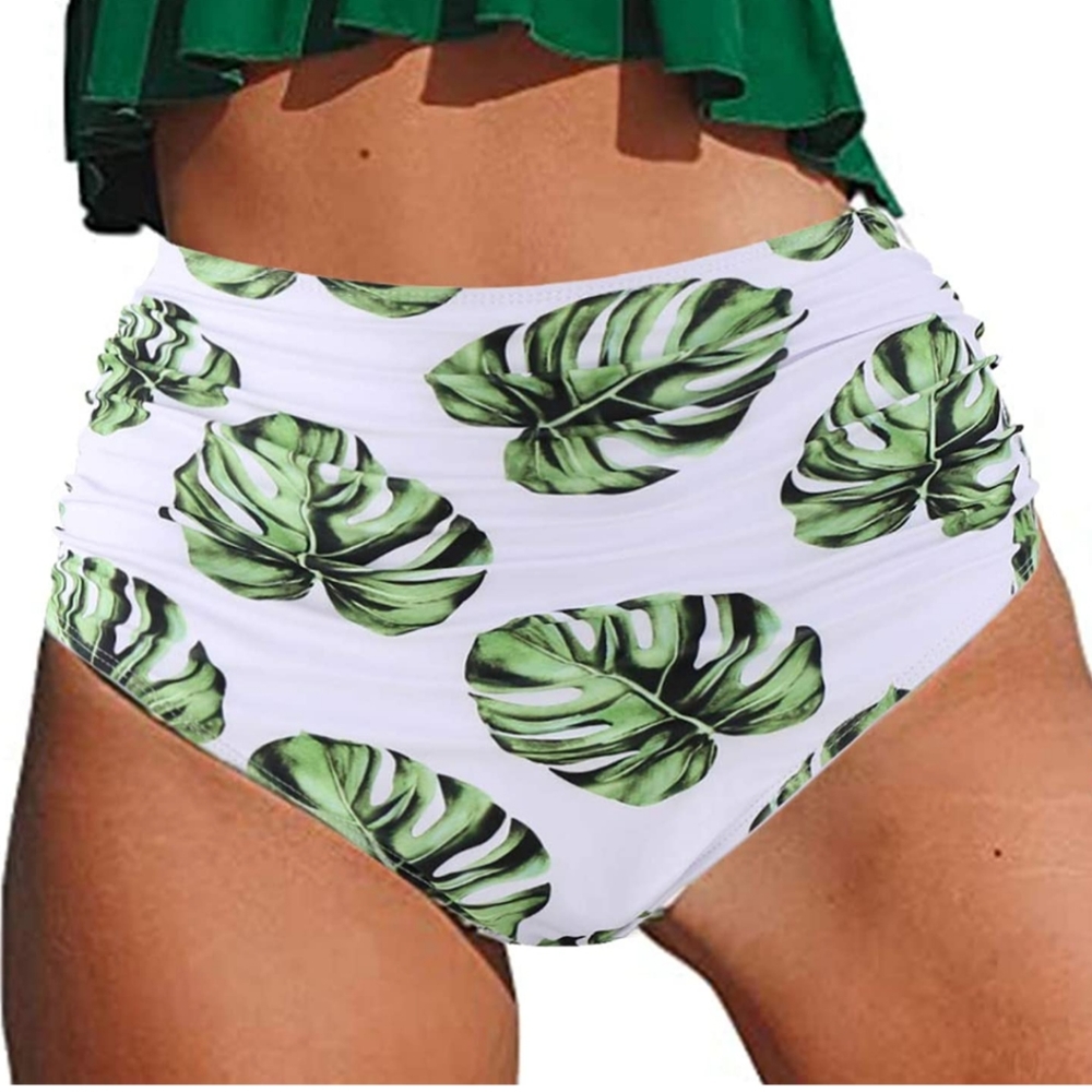 Women's Retro High Waisted Shirred Bikini Bottom